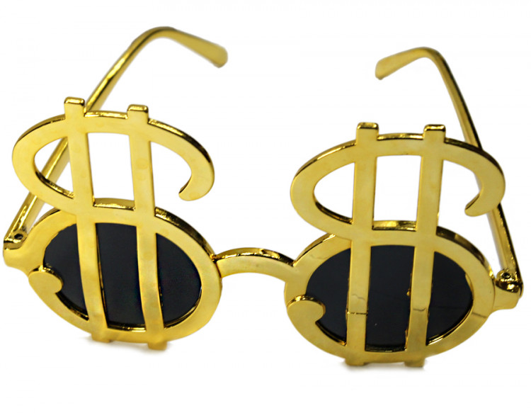 Очки Доллары золотые