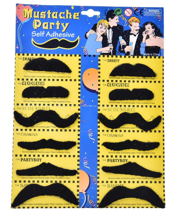 Накладные усы набор черные 12 шт.