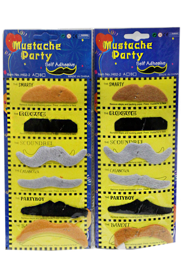 Накладные усы набор цветные 12 шт.