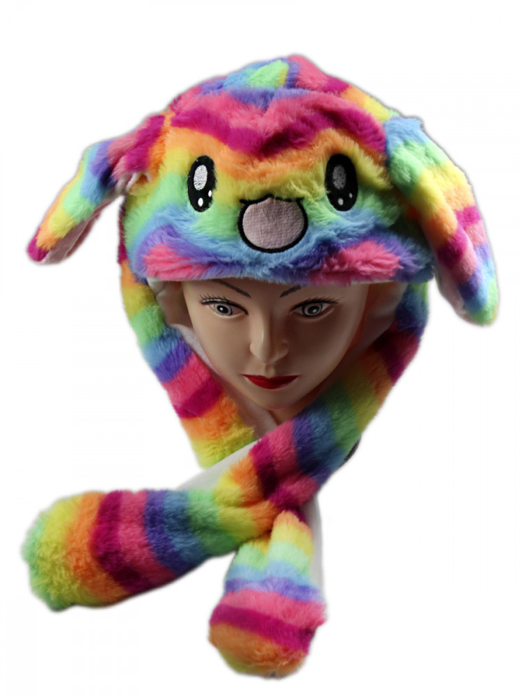 Шапочка с подвижными ушками Зайчик радужный