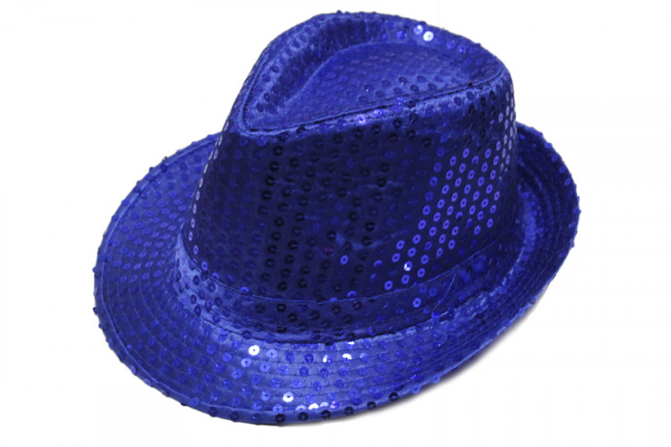 Шляпа блестящая с пайетками синяя