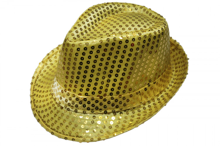 Шляпа блестящая с пайетками золотая