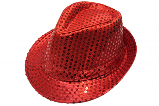 Шляпа блестящая с пайетками красная