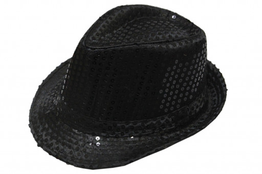 Шляпа блестящая с пайетками черная