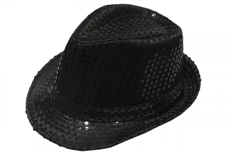 Шляпа блестящая с пайетками черная