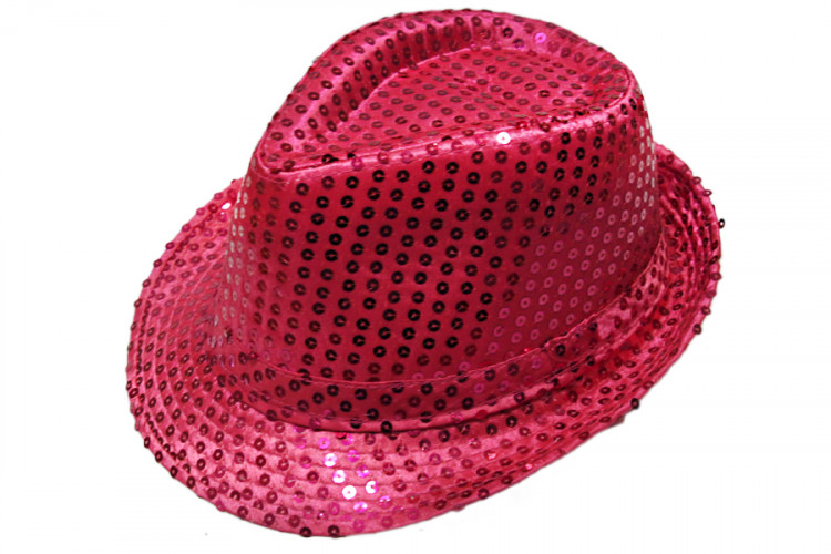 Шляпа блестящая с пайетками малиновая