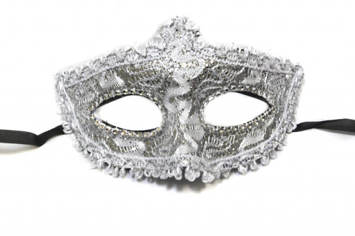 Маска венецианская кружевная серебряная