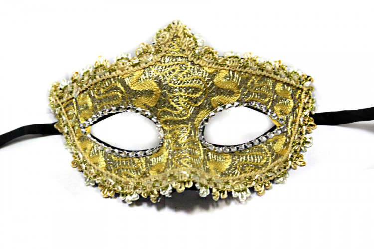 Маска венецианская кружевная золотая